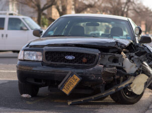 crashed crown victoria car